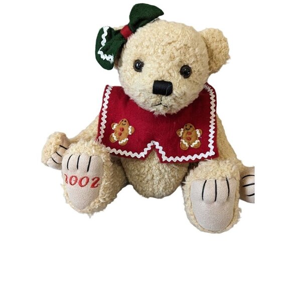 Dan Dee Christmas 2002 Teddy Bear  plush stuffed animal toy sitting 10 inch - Picture 1 of 7